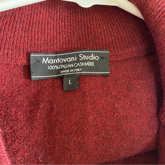 Mantovani Studio 100% Italian Cashmere 1/4 Zip Pullover Garnet Sweater Sz Large - Picture 4 of 5